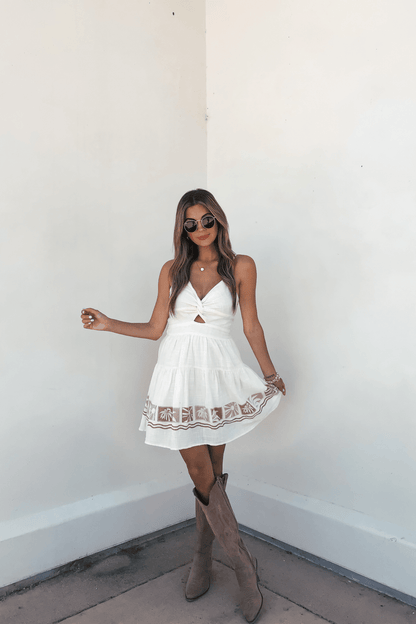 Vintage Havana Cream Border Print Mini Dress - FINAL SALE - The Avenue44