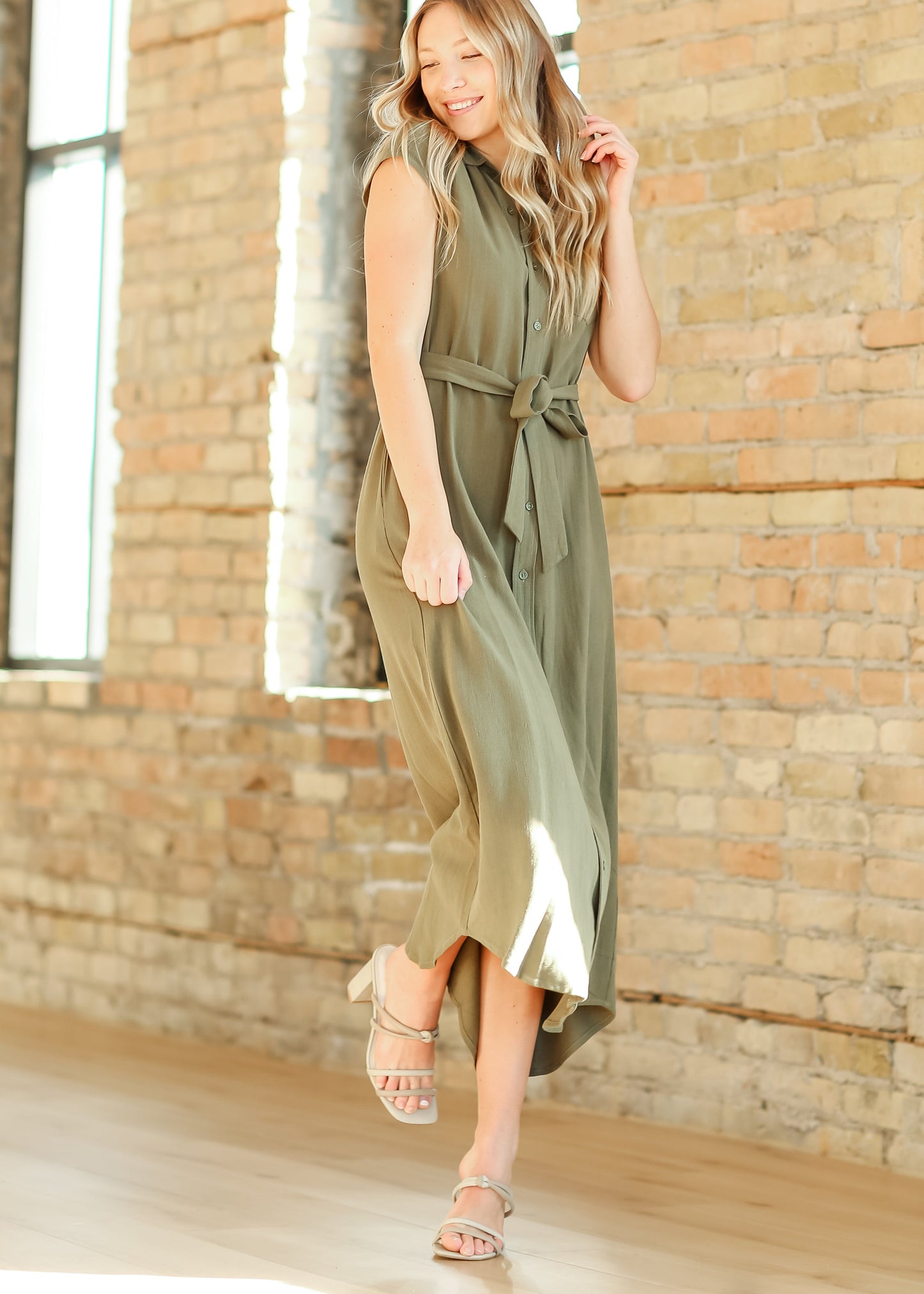Willow Cap Sleeve Linen Midi Dress