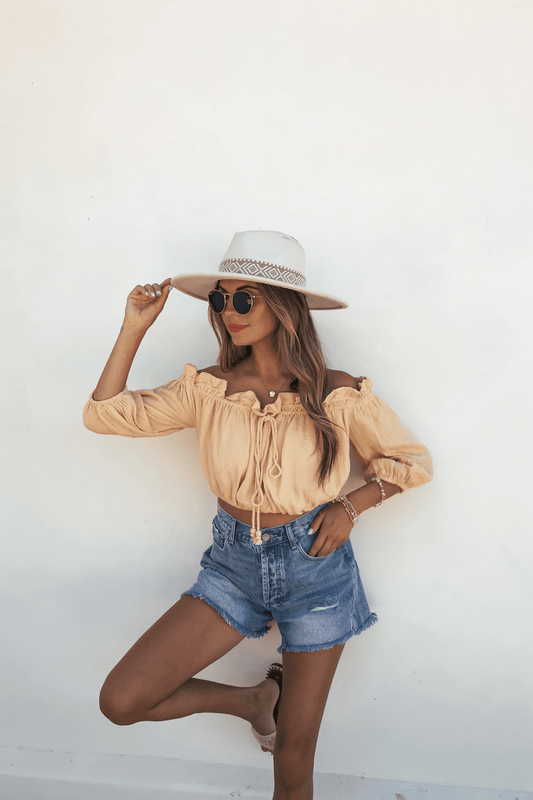 Yellow Bubble Hem Off The Shoulder Top - FINAL SALE - The Avenue44