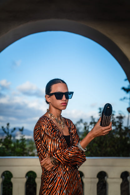 Zanzibar Zebra Longline Caftan with Sleeves